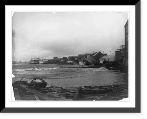 Historic Framed Print, [Nome (and vicinity), Alaska, 1900]: Wreckage along Snake River, Nome [caused by storm],  17-7/8" x 21-7/8"