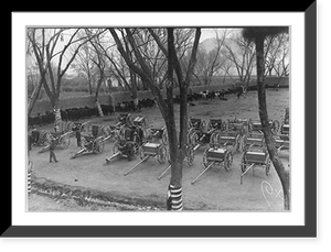 Historic Framed Print, [Mexican War, 1914: Field artillery and caisson wagons on parade ground],  17-7/8" x 21-7/8"