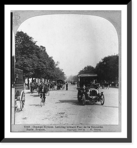 Historic Framed Print, Champs Elysees, looking toward Place de la Concorde, Paris, France,  17-7/8" x 21-7/8"