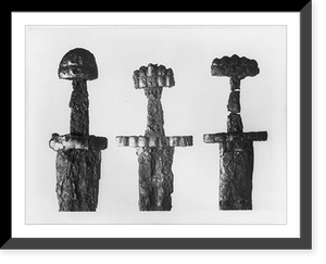 Historic Framed Print, Viking sword handles form Haithabu [Norway?] in the Museum of Prehistoric Antiquity, Kiel [Germany],  17-7/8" x 21-7/8"