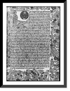 Historic Framed Print, Woodcut in Werner Rolevinck, Fasciculus Temporum - entire page including border,  17-7/8" x 21-7/8"