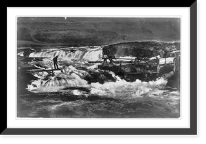 Historic Framed Print, Salmon jumping the rapids,  17-7/8" x 21-7/8"