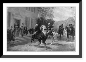 Historic Framed Print, Washington and Rochambeau [both on horseback] at Mt. Vernon, 1781.,  17-7/8" x 21-7/8"