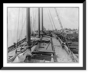 Ship building scenes at Wilmington(?), Del., 1892: View along deck of wooden ship, Antique Print