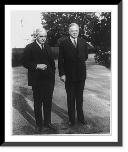 Judge John Barton Payne, Chairman of the American Red Cross, and Pres. Herbert Hoover standing full lgth., on lawn on the White House, Antique Wall Art