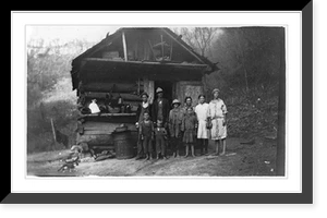 Vintage Landscape - Mountain family in front of log cabin, Berea, 1931