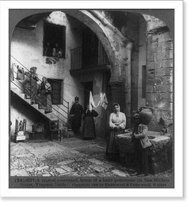 Antique City View - A typical courtyard - Framed Wall Art Gift Idea