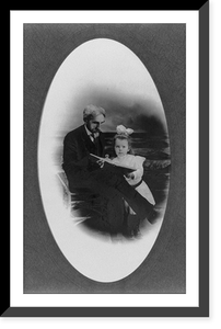 William Henry Werner, full-length portrait, seated, looking at a book with his grand daughter, Antique Print