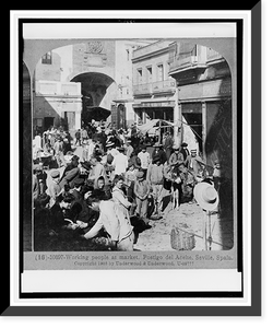 Working people at market, Postigo del Aceite, Seville, Spain, Antique Wall Art