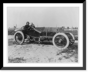 Historic Framed Print, [2 men in racing automobile],  17-7/8" x 21-7/8"