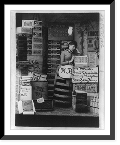 Advertisement for McCobb's cocoa and chocolate, showing woman posed with products, Vintage Poster
