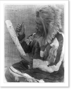 Antique Photo Print - The ivory carver. Nunivak