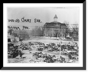 Arkansas courthouse: Marianna, Lee Co., 1889- yard and court square with horses and wagons in foregrd, Antique Print