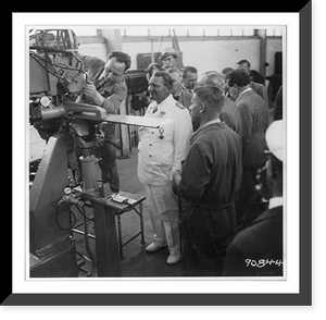 Goering inspecting engine at Junkers aircraft plant in Dessau, Germany, Vintage Print