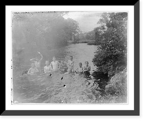 9 boys waist deep in country stream, Historic Reproduction
