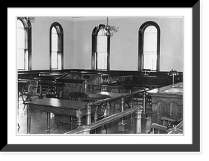 Historic Framed Print, [Plymouth County Court House, Plymouth, Mass.; view from front of courtroom],  17-7/8" x 21-7/8"