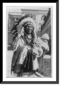 Chief Spotted Crow of the Sioux tribe of Pine Ridge, S.D. and his five months old granddaughter, Lena Lou White House, who was named by Vice President Curtis a few days ago, Vintage Print