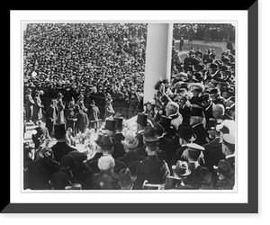 Historic Framed Print, [President Harding waving to crowd, from inaugural stand on east portico of U.S. Capitol, March 4, 1921],  17-7/8" x 21-7/8"