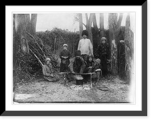 Stavropol, Southeastern Russia - Refugee peasant family camping in a grove without protection, Vintage Wall Art