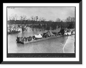 Historic Framed Print, Barge loaded with refugees on the Sunflower River,  17-7/8" x 21-7/8"