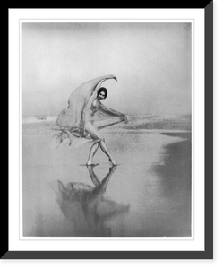 Margaret Severn wearing only sheer veil, dancing on beach, Antique Wall Art