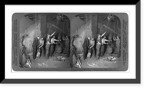 Removing from furnace the crucibles full of fiery liquid bronze - John Williams' foundry, New York City, Antique Wall Art