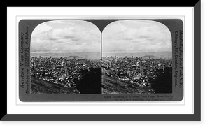 Historic Framed Print, Looking N.E. from Twin Peaks down Market St. to Ferry Building, San Francisco, Calif.,  17-7/8" x 21-7/8"