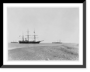 3 sailing ships at anchor, Aleutian Islands?, Antique Wall Art