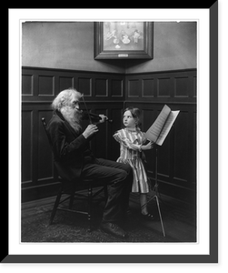 Historic Framed Print, [Bearded man playing violin and girl turning pages of music],  17-7/8" x 21-7/8"