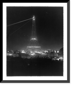 Historic Framed Print, Eiffel Tower illuminated at Paris Exposition, 1900,  17-7/8" x 21-7/8"