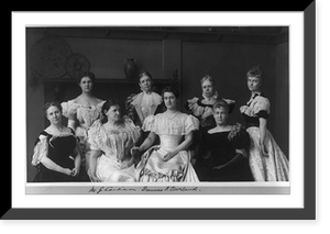 Historic Framed Print, [Mrs. Frances F. Cleveland and wives of members of Cleveland Cabinet posed in Frances B. Johnston's studio, 1332 V. St., N.W., Washington, D.C.],  17-7/8" x 21-7/8"