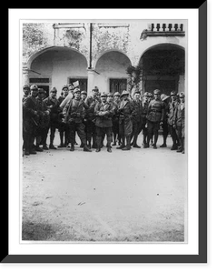 The Italian Front: Famous Arditi troops - 22 men posed, standing, in front of bldg, Vintage Print