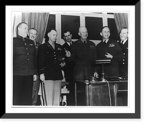 View in SHAEF Forward Hqs., at Reims, France, following signing of German unconditional surrender, Historic Print