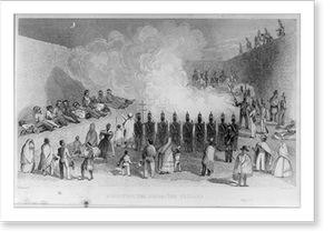 Vintage Americana Print - Shooting of the decimated Texians