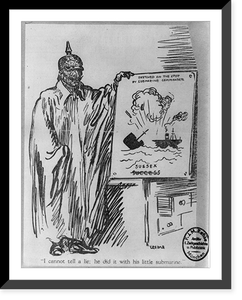 Anti-German cartoon concerning the U-Boat sinking of the Steamer SUSSEX in 1916, Vintage Wall Art