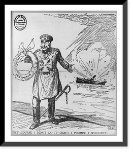 Anti-German cartoons concerning the U-Boat sinking of the Steamer SUSSEX in 1916 - 2, Antique Wall Art