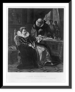 Historic Framed Print, Queen Elizabeth, consenting to the death of Marie Stuart,  17-7/8" x 21-7/8"