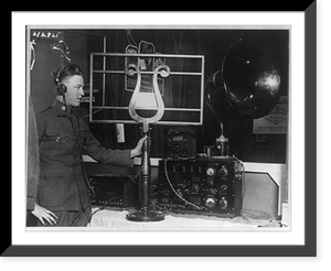 The modern lyre - a radiophone aerial for the parlor, Historic Print