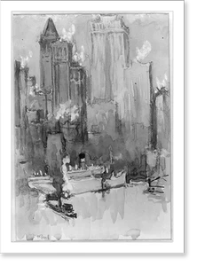 Black & White Photo - New York City - Fruit boat, or New York from our
