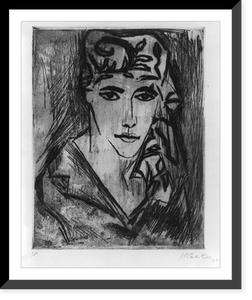 Portrait of a woman with a scarf around her head, Vintage Print