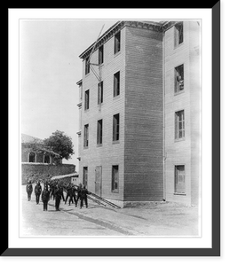 Position of the Second Battalion of the Fire Brigade drilling with hooked ladders.Abdullah Fr&egrave;res, Phot., Constantinople, Historic Reproduction