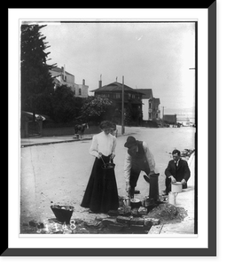 2 men and a woman cooking on the street after the San Francisco earthquake and fire, Antique Wall Art