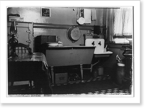 Black & White Photo - New York City - Tenement kitchen in disrepair