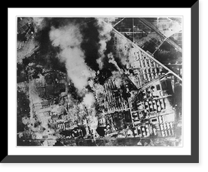 Two aerial views of destruction in Japan after bombings by U.S. Air forces during the second World War, Vintage Wall Art