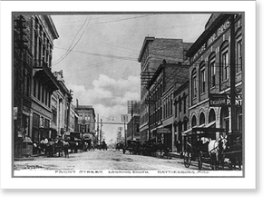 Historic Street Photo - Hattiesburg, Mississippi: Business district