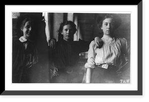 Noon hour in drawing-in room of American Woolen Co., Winooski, Vermont. (Not the youngest girls.) Right hand: Tessie McGarth, next Sadio Finnogan, next Bernice Bedard. Two of them look to be under