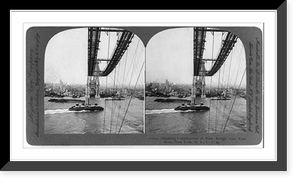 Historic Framed Print, Showing construction of new bridge over East River, New York, N.Y. [Williamsburg Bridge],  17-7/8" x 21-7/8"