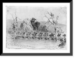 Historic Framed Print, The army of General Fremont crossing the north fork of the Shenandoah at Mt. Jackson. Pursuit of Stonewall Jackson,  17-7/8" x 21-7/8"