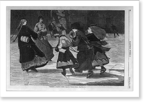 Black & White Photo - Winter - a skating scene - Vintage Wall Art Gift