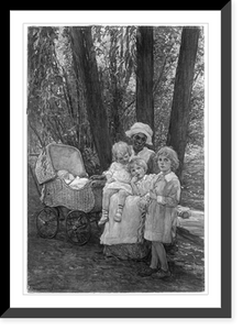 Group of children in my garden at Rose Valley, Historic Print